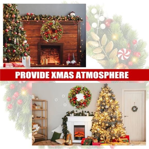 BRAND NEW Christmas Wreath for Front Door 17 Inch - Picture 7 of 9